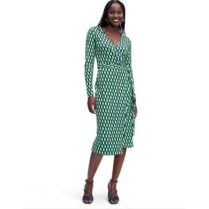 Diane von Furstenberg‎ for Target Wrap Dress XS Green Geometric Long Sleeve NWOT